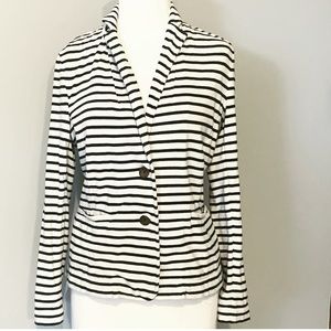 J Crew shrunken fit knit blazer navy off-white S